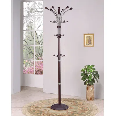 Quikfurn Wood And Metal Coat Rack Hat Stand With Hooks On Top And Middle