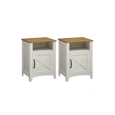 Breebe Farmhouse Nightstand With Barn Door