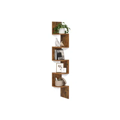 Breebe 5-tier Floating Corner Bookshelf