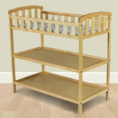 Quikfurn Natural Finish Wood Baby Furniture Changing Table With Safety Rail