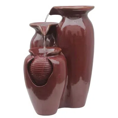 Quikfurn Outdoor Garden Patio 3-tier Burdy Red Ceramic-look Polyresin Water Fountain