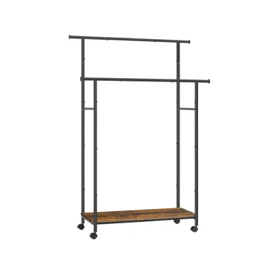 Breebe Double-rod Clothes Rack With Wheels Rustic Brown And Ink Black