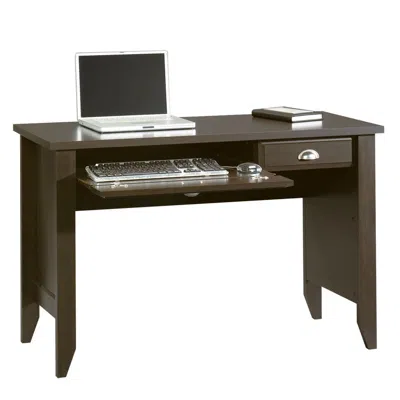 Quikfurn Computer Desk With Keyboard Tray In Dark Brown Mocha Espresso Wood Finish