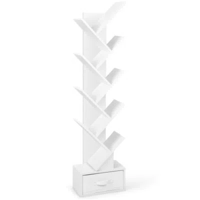 Hivvago 10-tier Tree Bookshelf With Drawer Free-standing Storage Bookcase