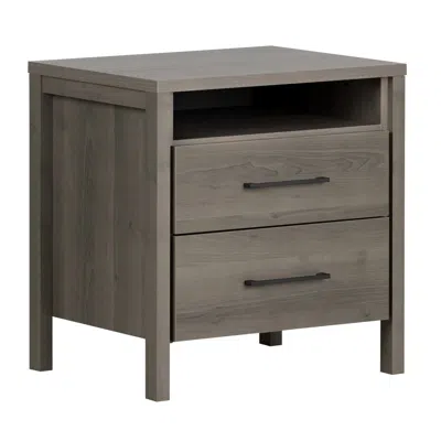 Quikfurn Modern Grey 2 Drawer Nightstand Cubby Storage Shelf
