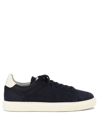 Shop Brunello Cucinelli Nubuck Calfskin Sneakers Sneakers & Slip-on In Blue