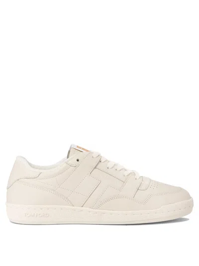 Shop Tom Ford Smooth Leather Sneakers Sneakers & Slip-on In Beige