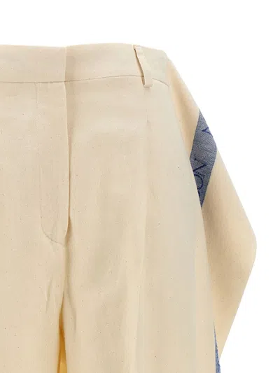 Jw Anderson Logo Band Panel Pants In White