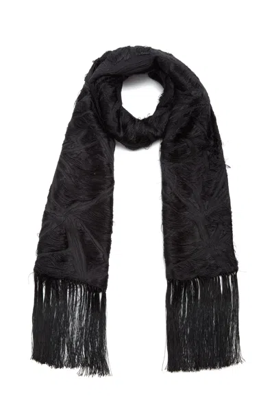GABRIELA HEARST BLAINE SCARF IN BLACK SILK VIRGIN WOOL JACQUARD 