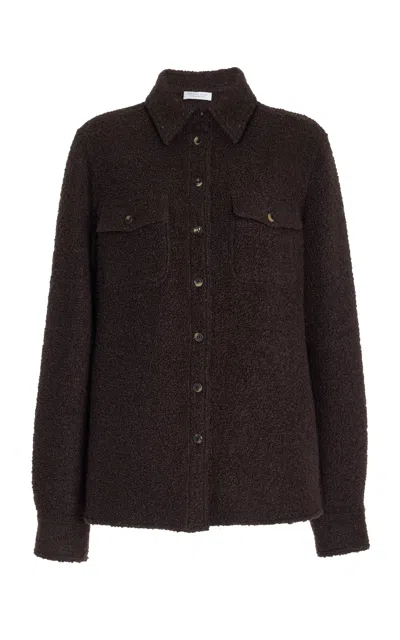 Gabriela Hearst John Austin Overshirt In Chocolate Recycled Cashmere Boucle In Chocolate