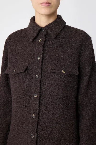 Gabriela Hearst John Austin Overshirt In Chocolate Recycled Cashmere Boucle In Chocolate