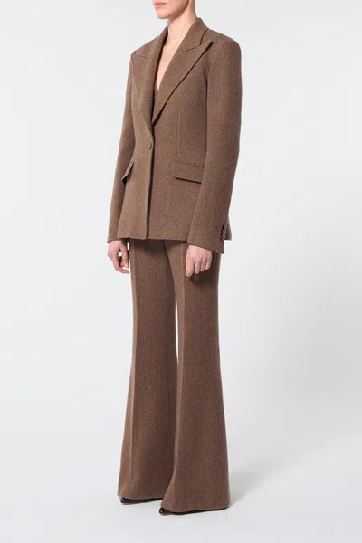 Gabriela Hearst Leiva Blazer In Chocolate Multi Cashmere Virgin Wool Herringbone In Chocolate Multi