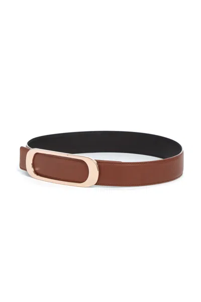 Gabriela Hearst Medium Timon Reversible Belt In Cognac & Black Leather In Cognac/black