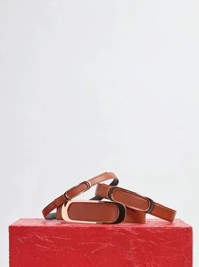 Gabriela Hearst Medium Timon Reversible Belt In Cognac & Black Leather In Cognac/black