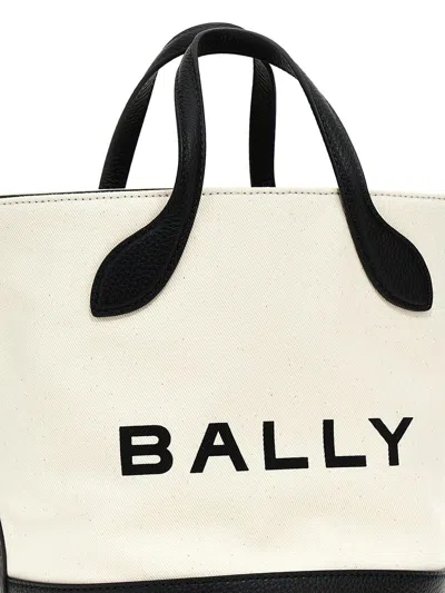 Bally 'bar' Handbag In White/black