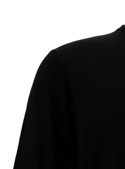 Plain Black Crewneck Sweater With Ribbed Trims In Wool Man In Black