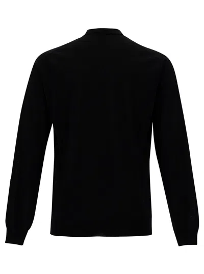 Plain Black Turtleneck With Long Sleeves In Wool Man In Black