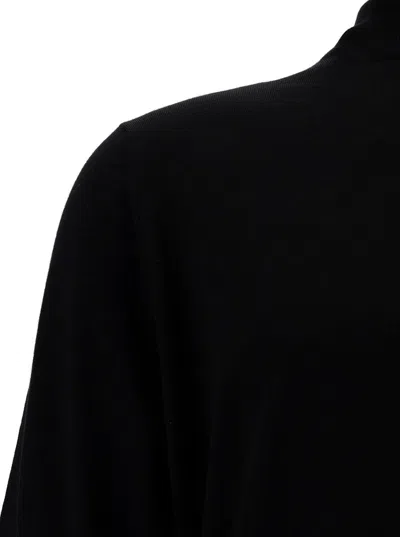 Plain Black Turtleneck With Long Sleeves In Wool Man In Black