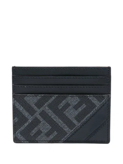 Shop Fendi Ff Card Holder Accessories In Blue