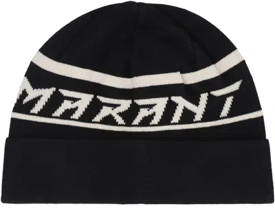 Shop Isabel Marant Cliff Logo Wool Beanie In Black