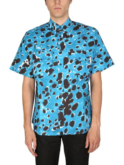 Shop Marni "pop Dots" Print Shirt In Baby Blue