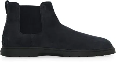 Shop Tod's Suede Chelsea Boots In Blue