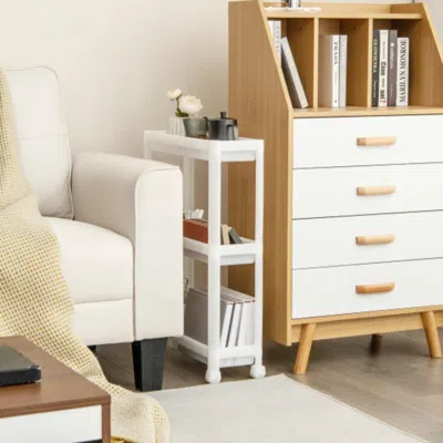 Hivvago 2 Pieces 3-tier Slim Detachable Storage Cart With Drainage Holes And Wheels-white