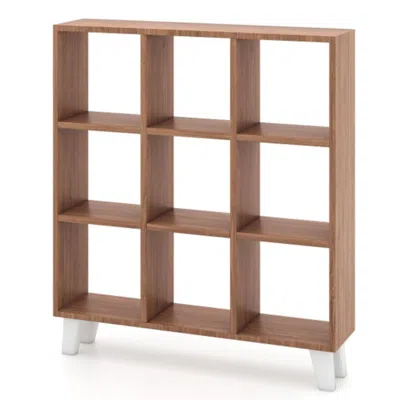 Hivvago 9-cube Bookcase With 6 Removable Shelves And Raised Support Feet-brown