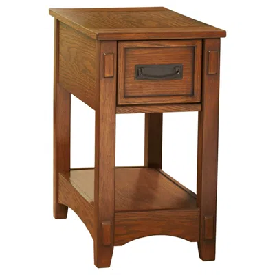 Quikfurn Mission Style 1-drawer End Table Nightstand In Brown Wood Finish