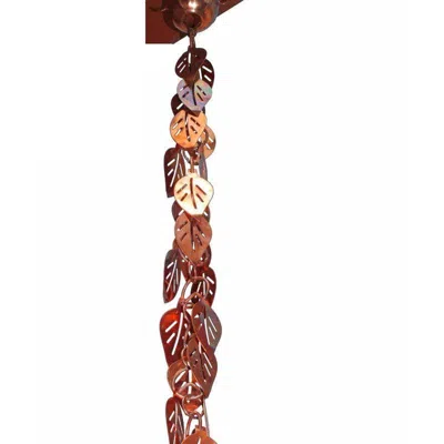 Quikfurn Pure Copper 8.5 Ft Leaves Rain Chain Rainwater Downspout