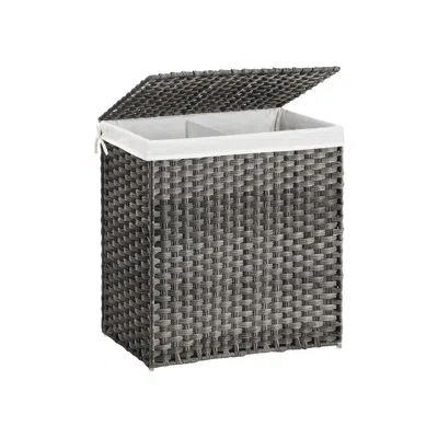 Breebe Gray Laundry Hamper With Divider & Lid