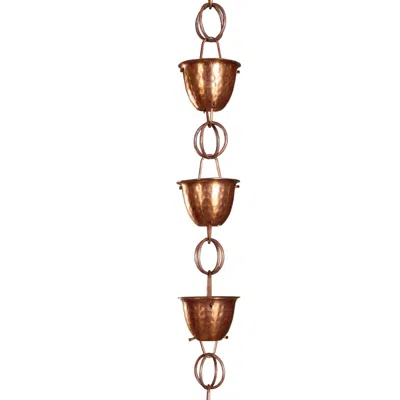 Quikfurn Hammered Copper Cups 8.5-feet Rain Chain Rain Gutter Downspout Alternative