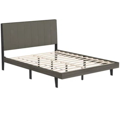 Hivvago Queen Size Upholstered Bed Frame With Tufted Headboard