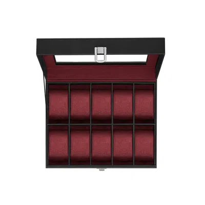 Breebe 10-slot Watch Box Ink Black And Wine Red