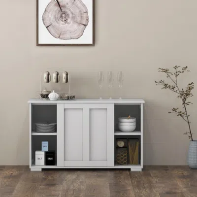 Hivvago Kitchen Storage Cupboard Cabinet With Sliding Door-antique White