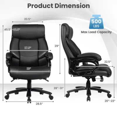 Hivvago Big & Tall 400lb Pu Leather Massage Office Chair-black