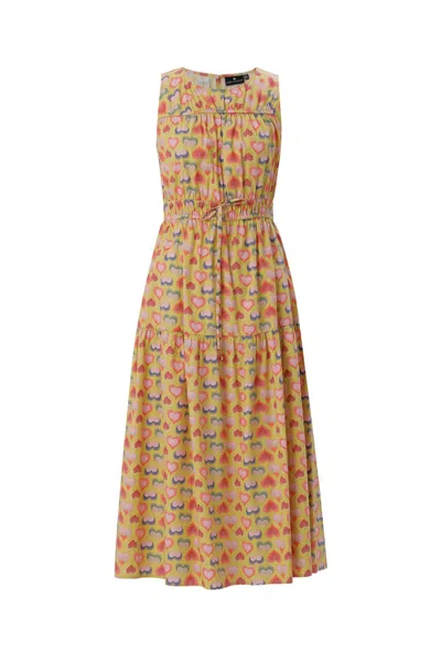 Shop Emily Lovelock Jessica Dress In Cyber Lime In Multi