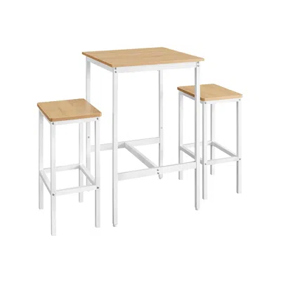 BREEBE BAR TABLE AND CHAIRS SET GOLDEN OAK AND CLOUD WHITE 