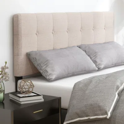 Hivvago Linen Upholstered Headboard With Solid Rubber Wood Legs-beige