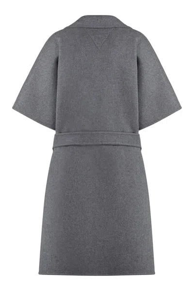 Bottega Veneta Belted Wool And Cashmere Coat In Grey