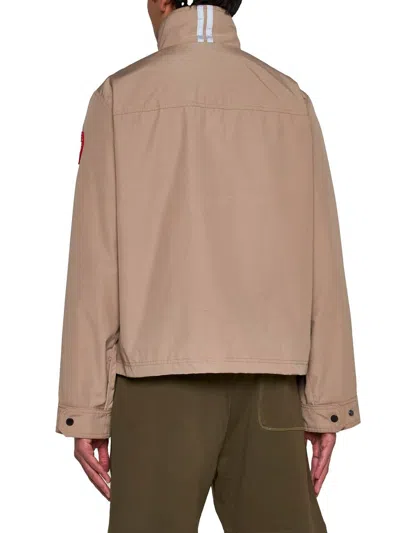 Shop Canada Goose Jacket With Logo In Beige