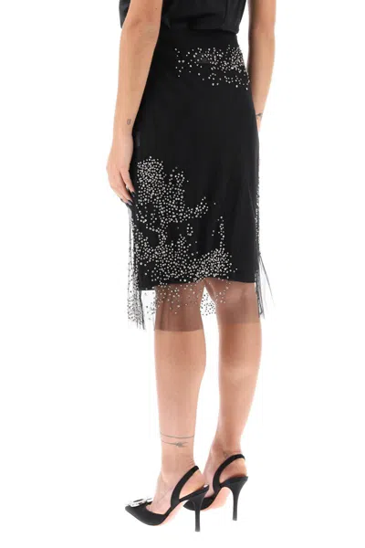 Shop Des_phemmes Diamanté Tulle Skirt In Black