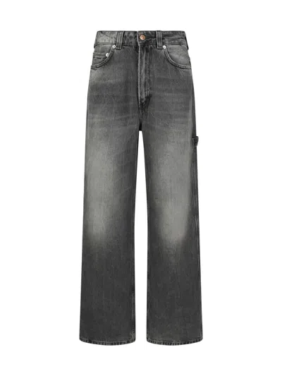 Haikure 'korea' Grey Jeans With Faded Effect And Logo Patch On The Back In Spider Black