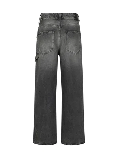 Haikure 'korea' Grey Jeans With Faded Effect And Logo Patch On The Back In Spider Black