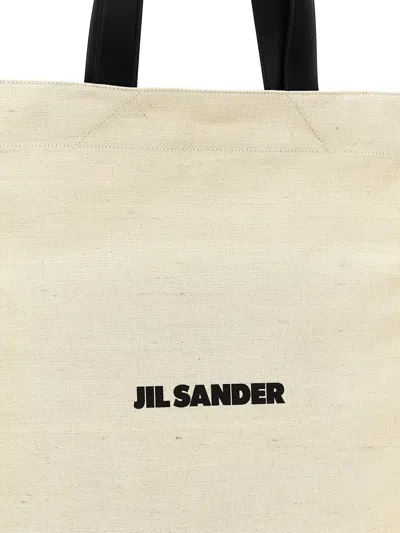 Jil Sander Medium Flat Shopping Bag In White/black