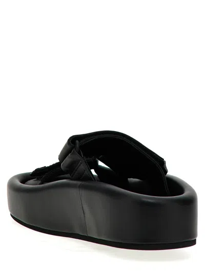 Shop Mm6 Maison Margiela Leather Sandals In Black