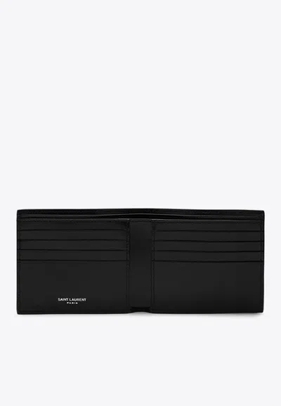Saint Laurent Cassandre Bi-fold Leather Wallet In Black