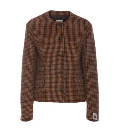 Bally Houndstooth Jacket In Brown
