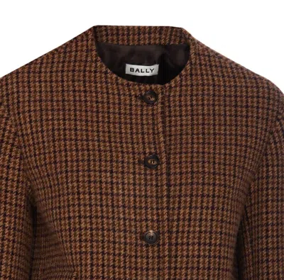 Bally Houndstooth Jacket In Brown