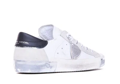 Philippe Model Prsx Low Sneakers In White Leather In White